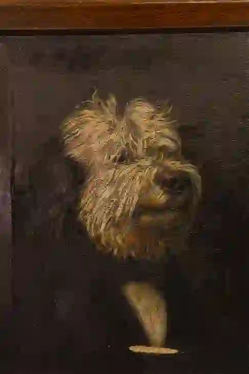 Antique Framed Dog Portrait Oil on Canvas