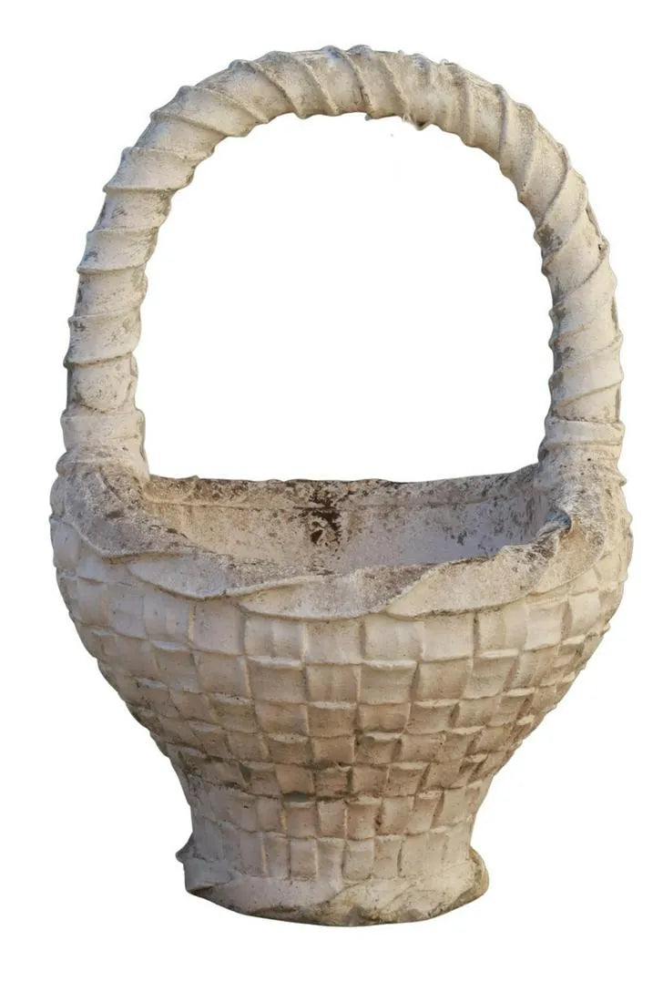 wicker pot planter Large Cast Stone Wicker Basket Garden Planter