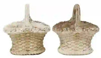 Pair of French Cast Stone Baskets with Foliate Rim