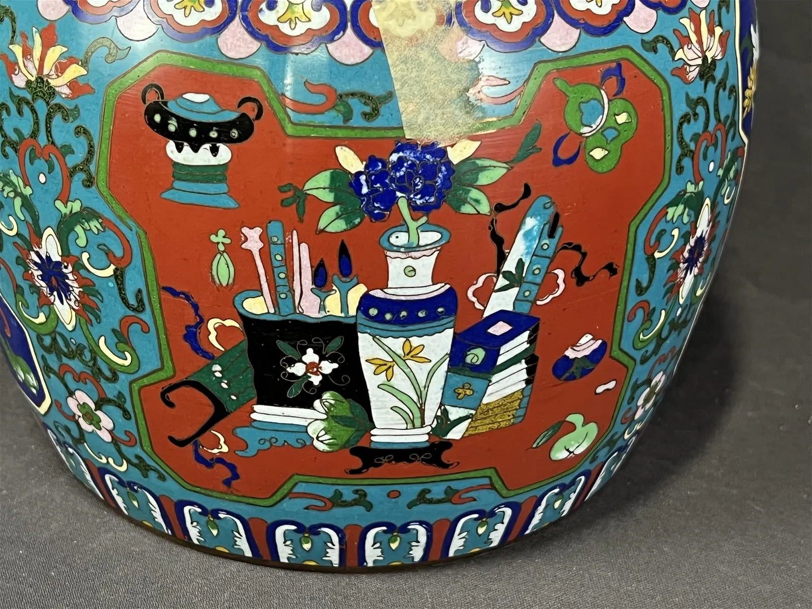 Pair of Antique Chinese Cloisonne Lidded Jars