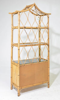 Pair of Bamboo Pagoda Shape Tiki Style Display Shelves