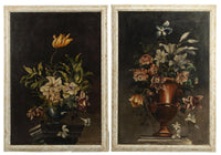 Pair of Dutch Style Flowers Still Life Paintings