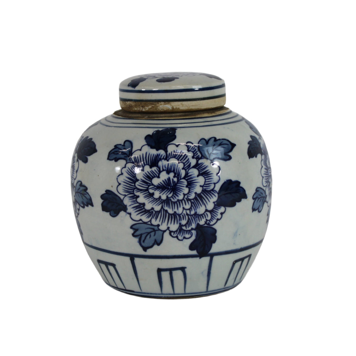 Blue and White Mini Jar Single Peony