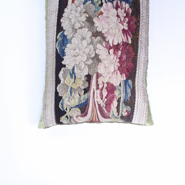 18th Century Tapestry Green Silk Pillow