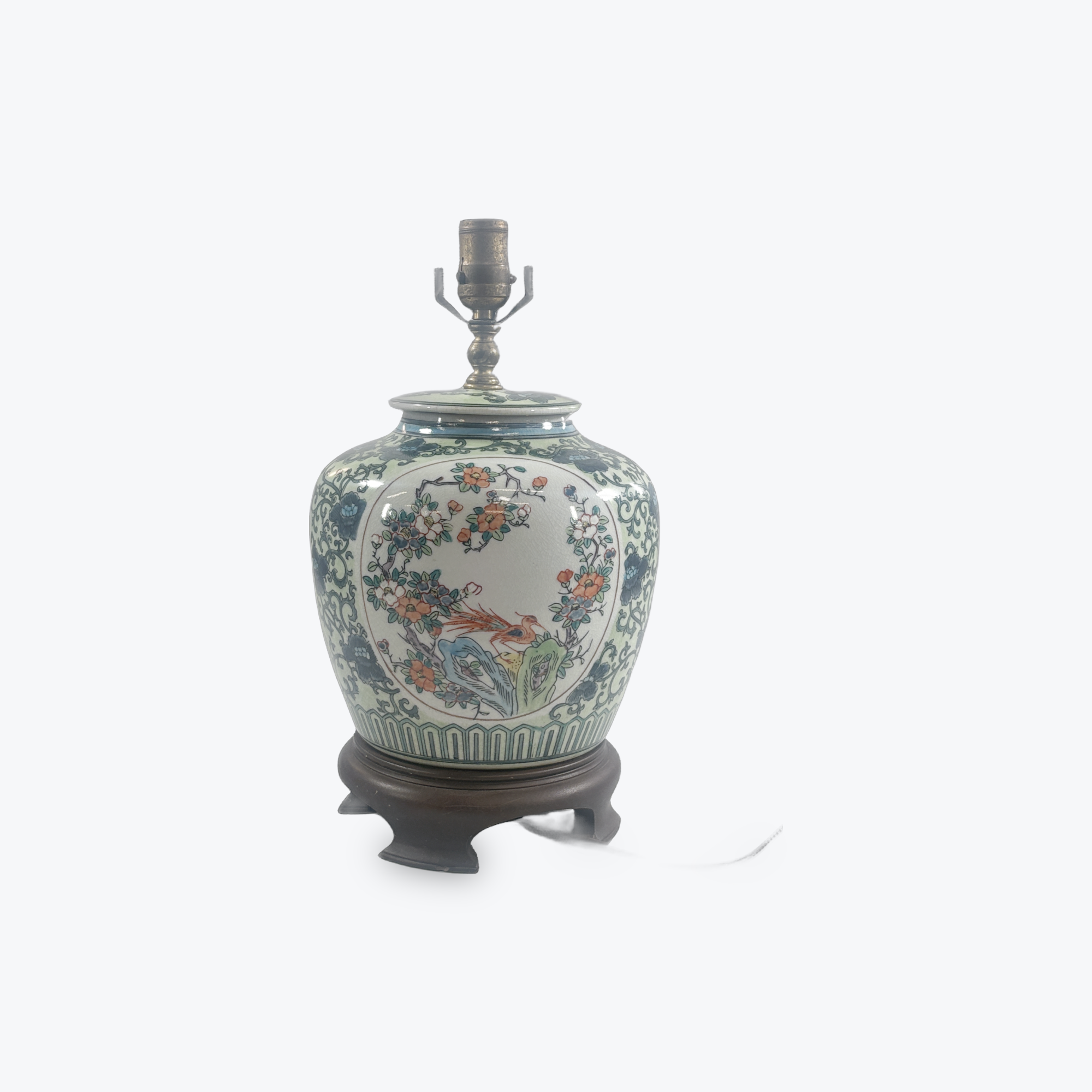 Chinese Floral Vase Lamp