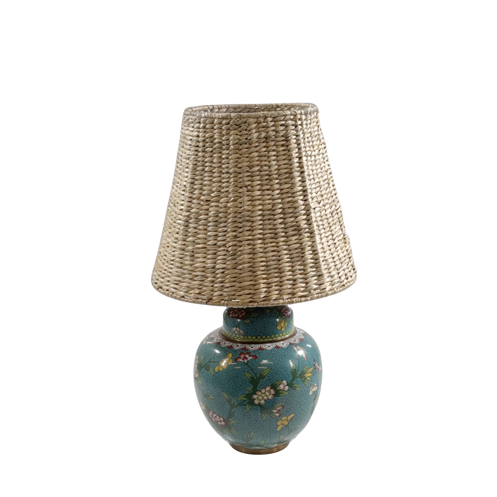 Chinese Cloisonne Floral Jar Lamp