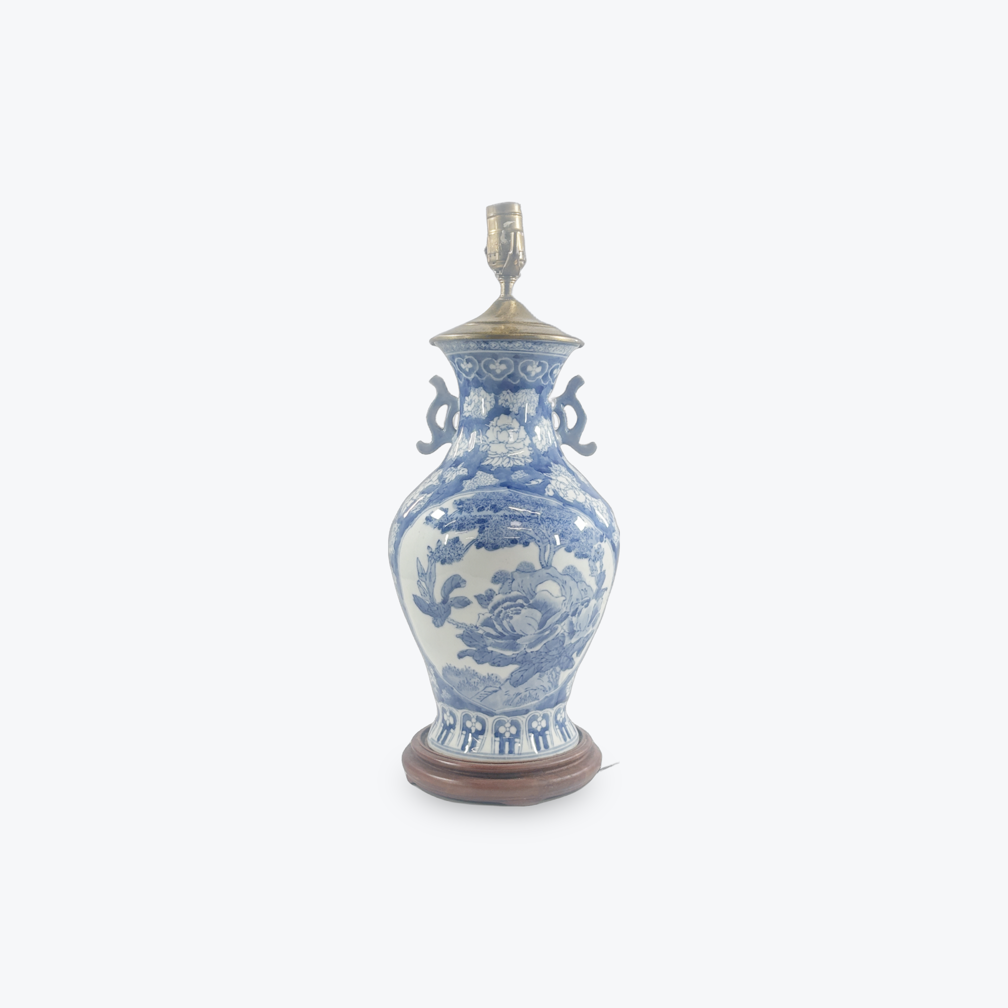 Blue and White Rose Porcelain Lamp