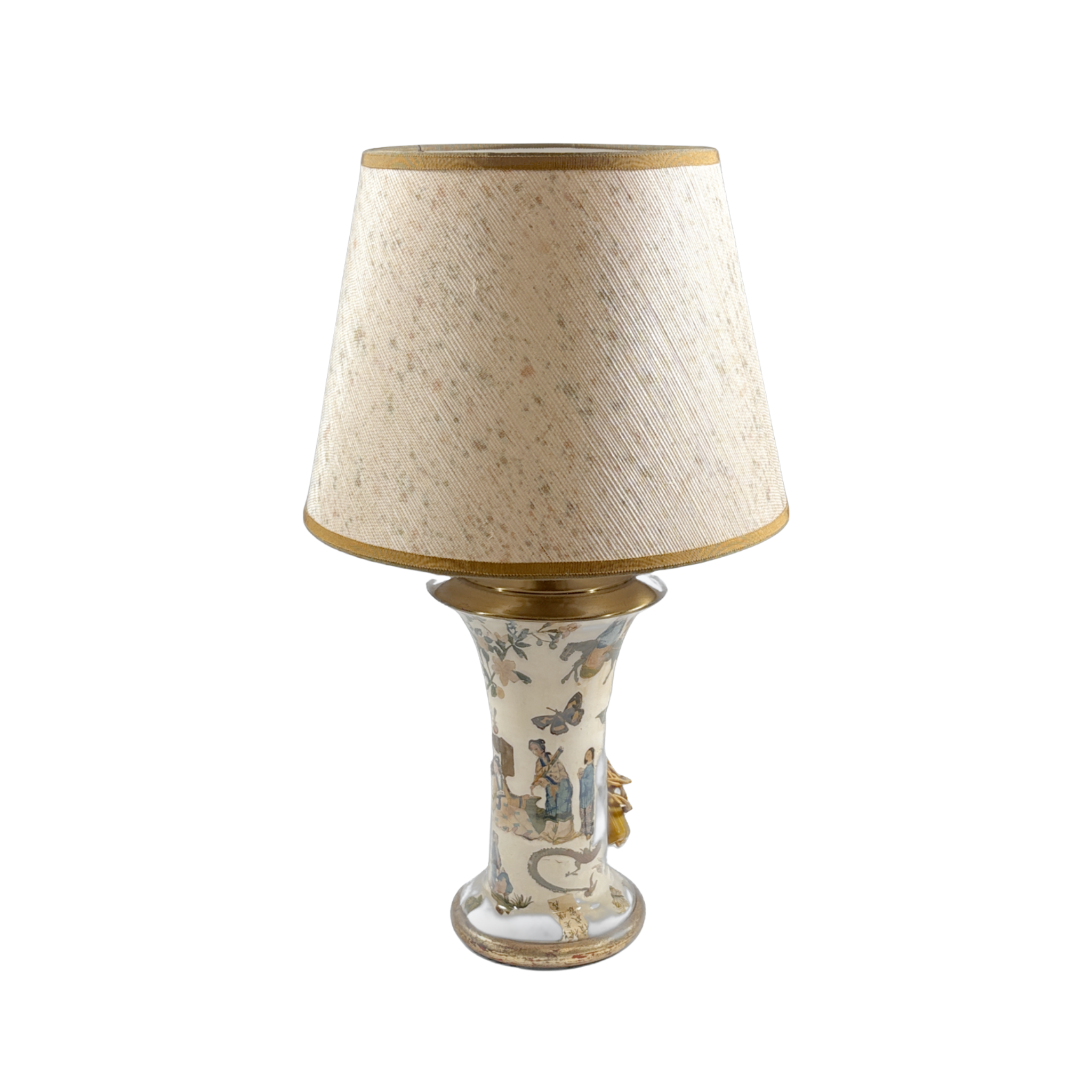 Pair of Decoupage and Painted Lamps