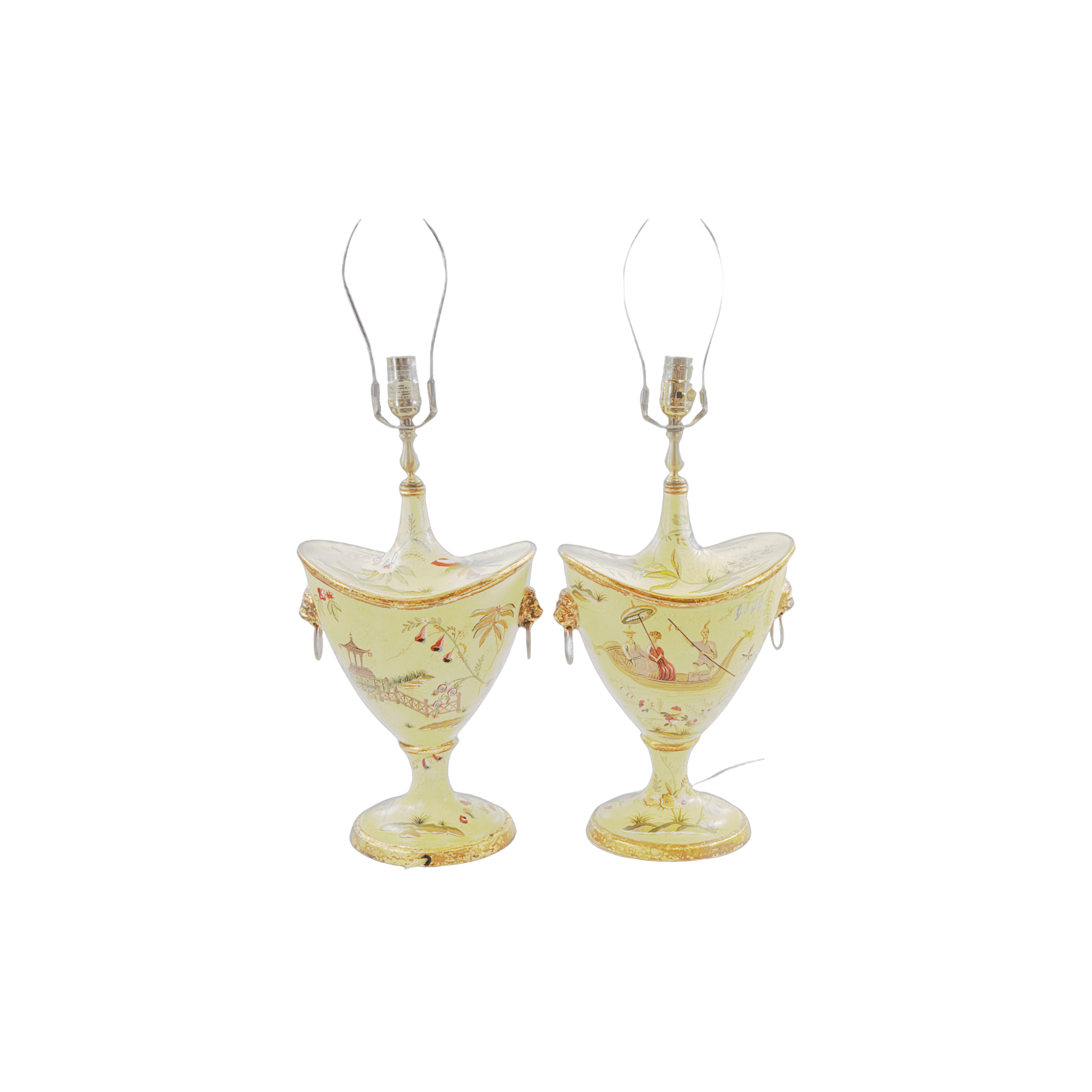 Pair of Chinoserie Decorated Gilt and resin Lamps