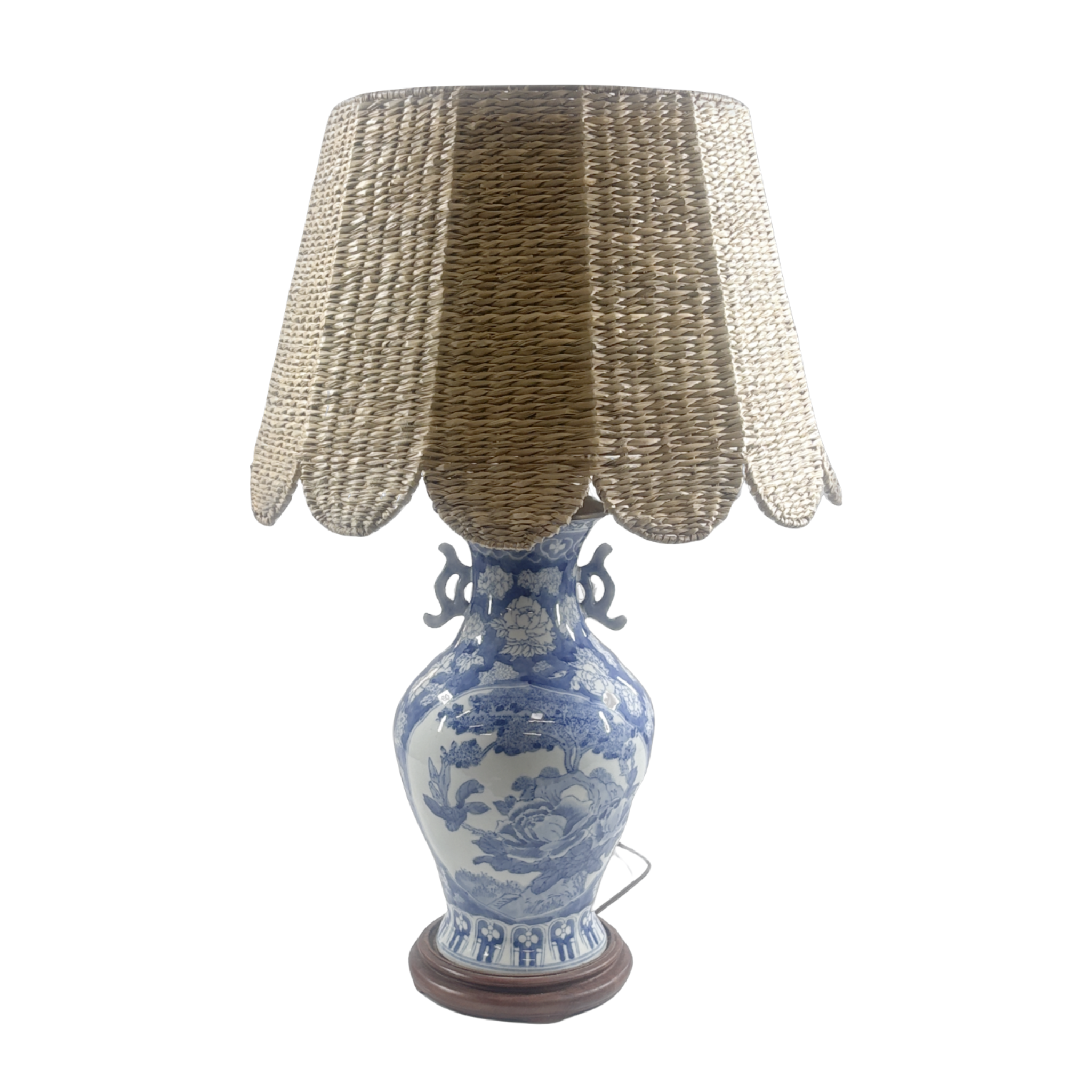 Blue and White Rose Porcelain Lamp