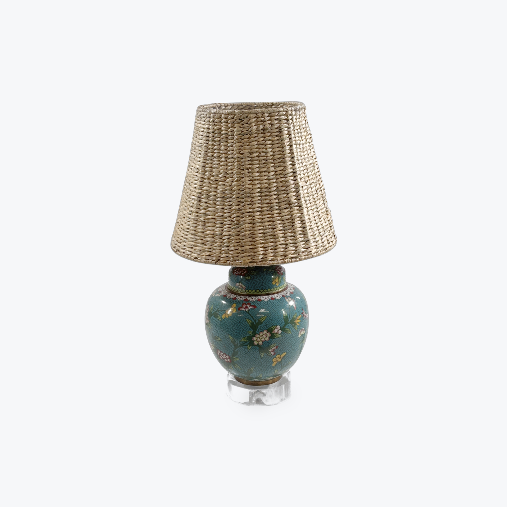 Chinese Cloisonne Floral Jar Lamp