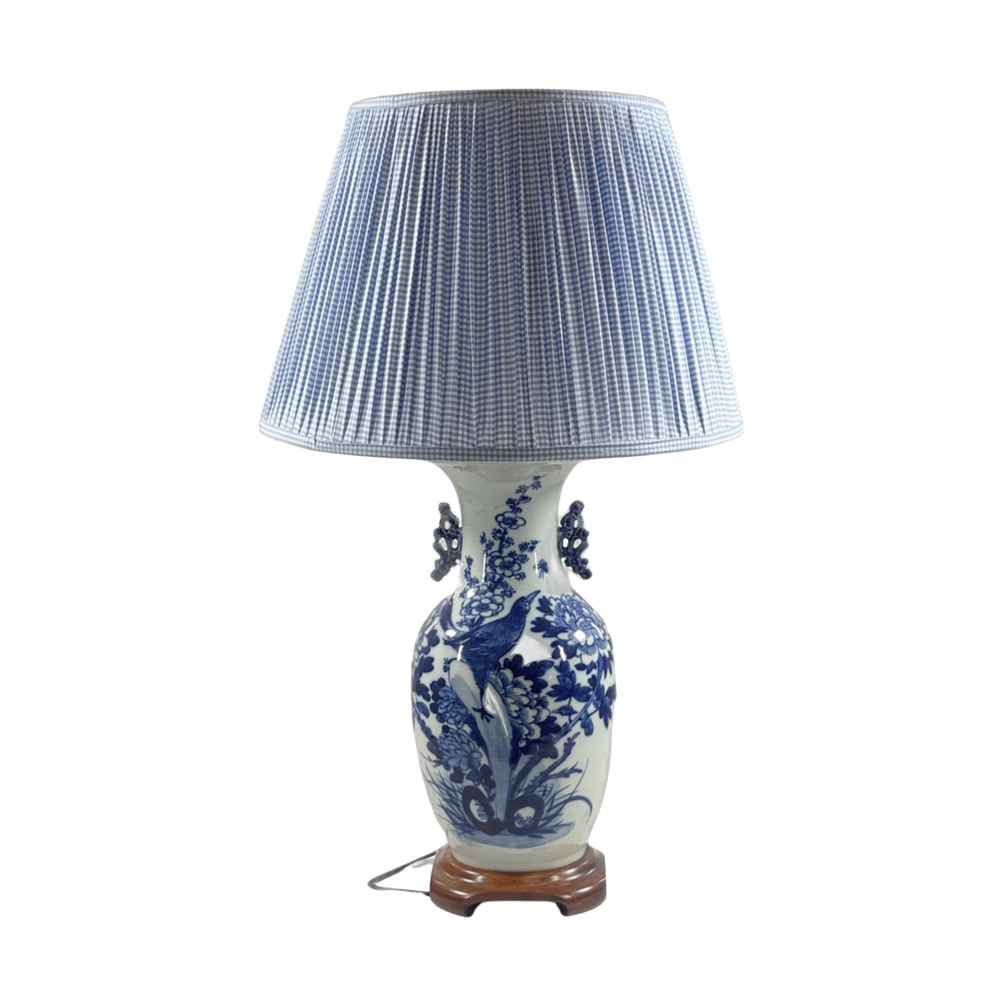 Vintage Blue and White Porcelain Vase Lamp