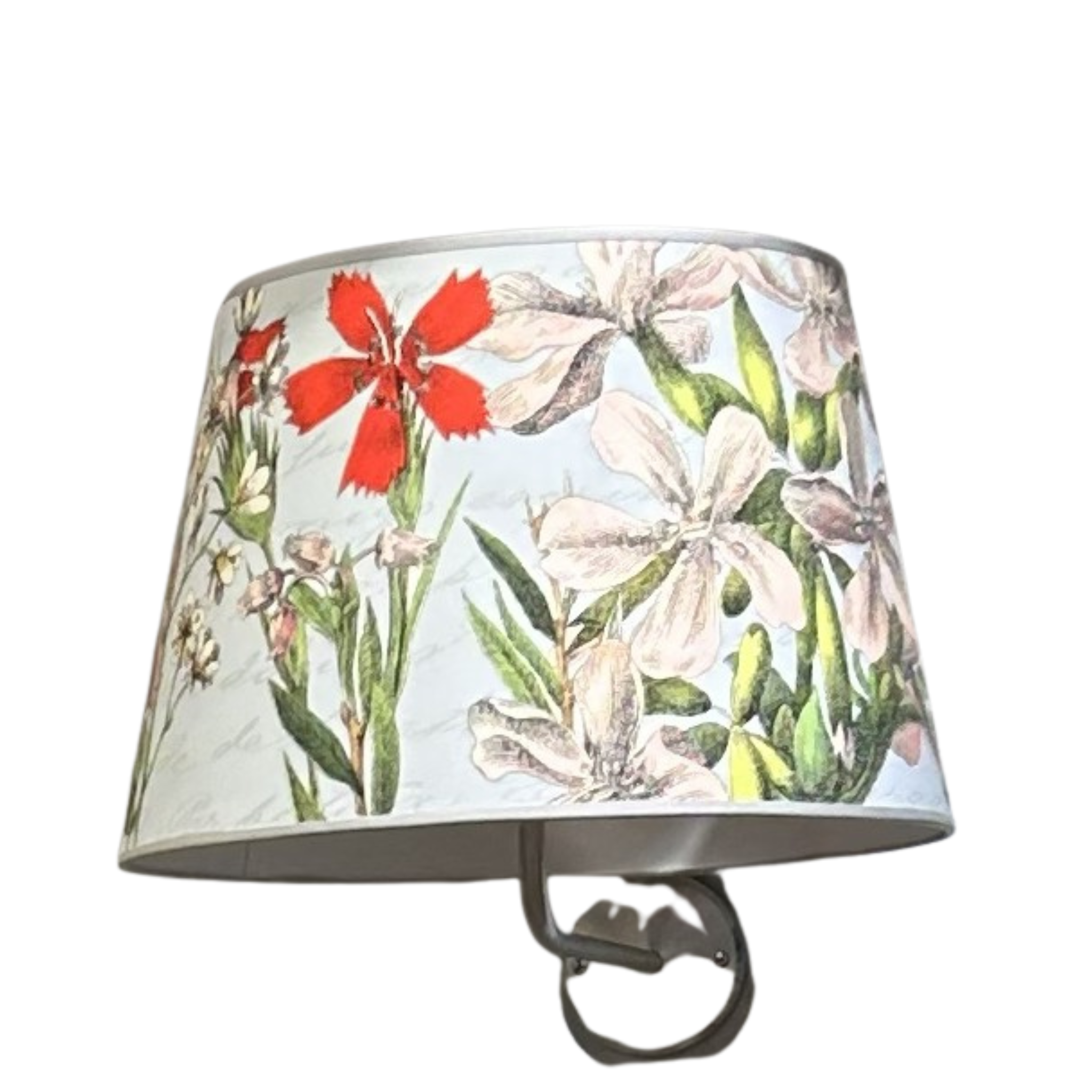 Lillies with Red Poppy on Blue Manuscript