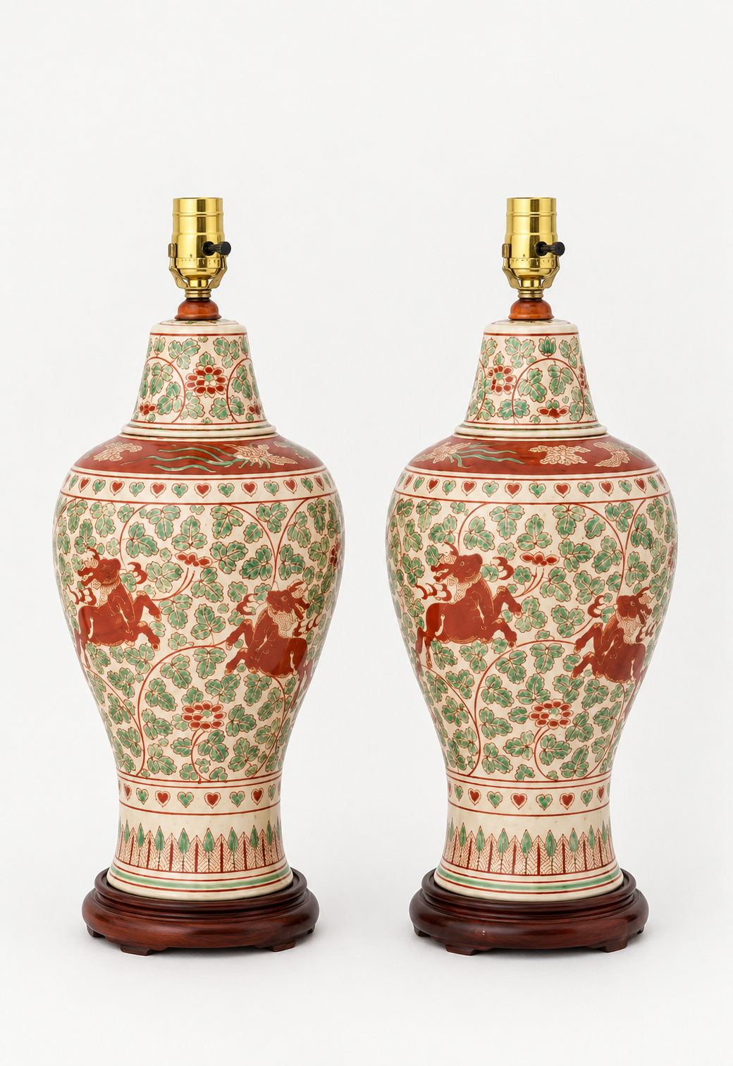 Pair of Chinese Porcelain Baluster Urn Mounted Lamps