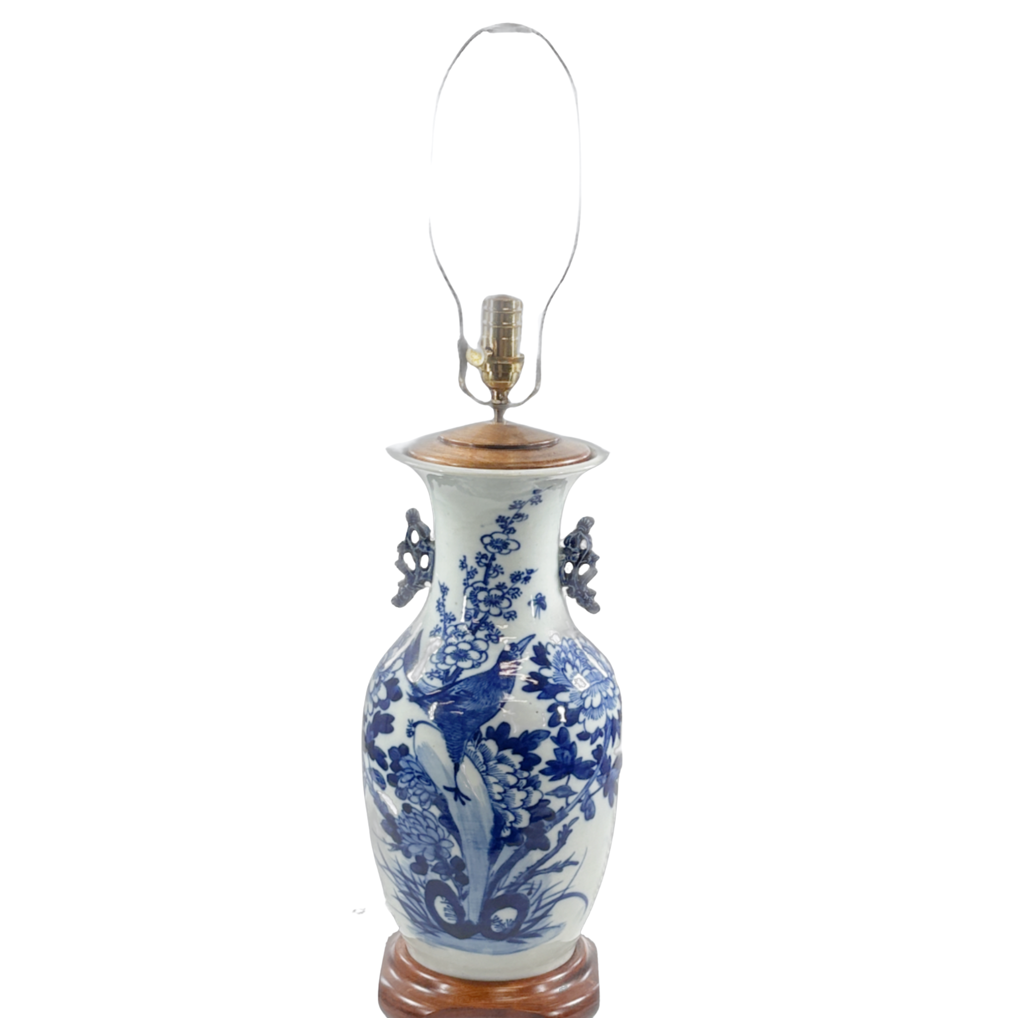 Vintage Blue and White Porcelain Vase Lamp
