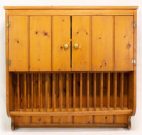 English Pine Double Door Wall Cabinet with Plate Rack