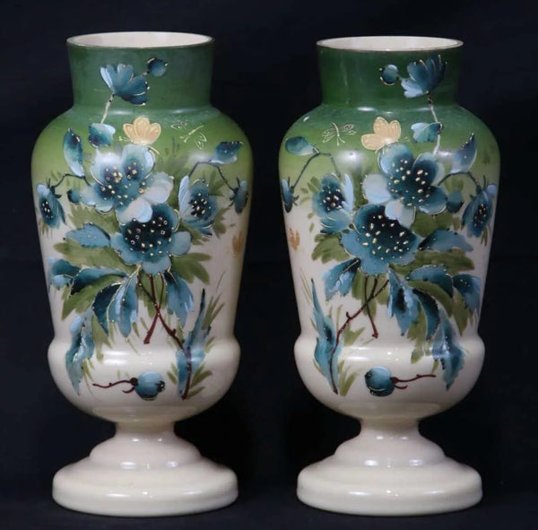 Pair of Circa 1900 Bristol Glass Vases