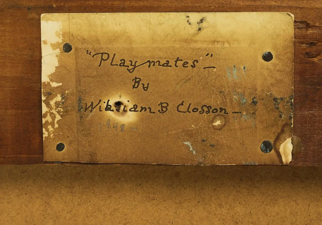 Signed William Closson O/b Portrait 'Playmates'