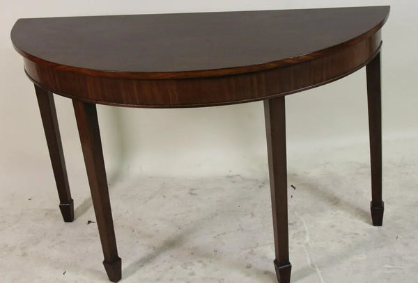 Vintage Mahogany Demilune Table on Spade Feet