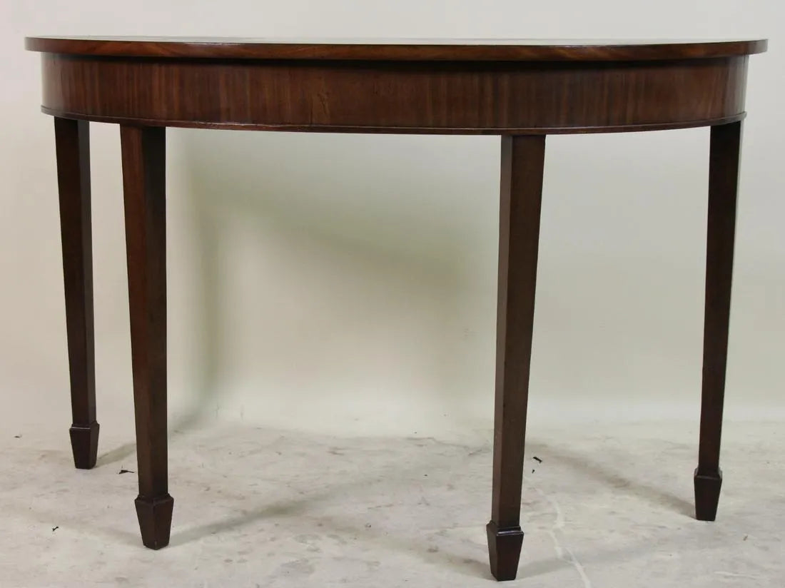Vintage Mahogany Demilune Table on Spade Feet
