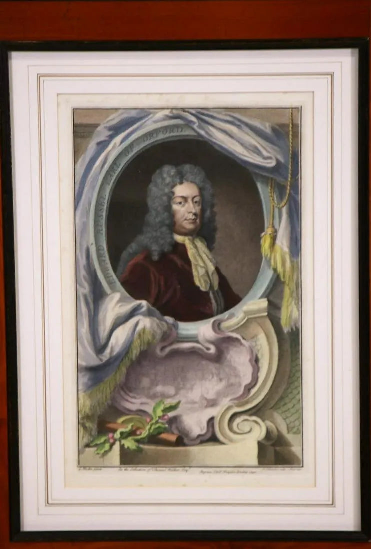 Frame with Nine 18th Century Hand Colored Engravings