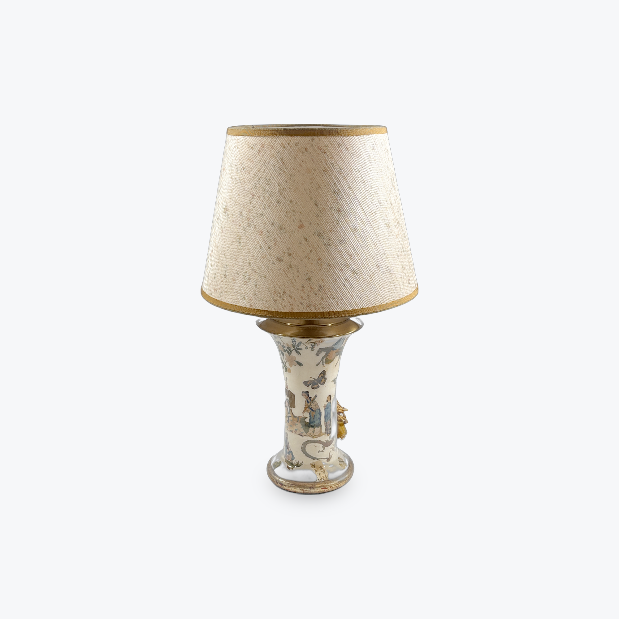 Pair of Decoupage and Painted Lamps