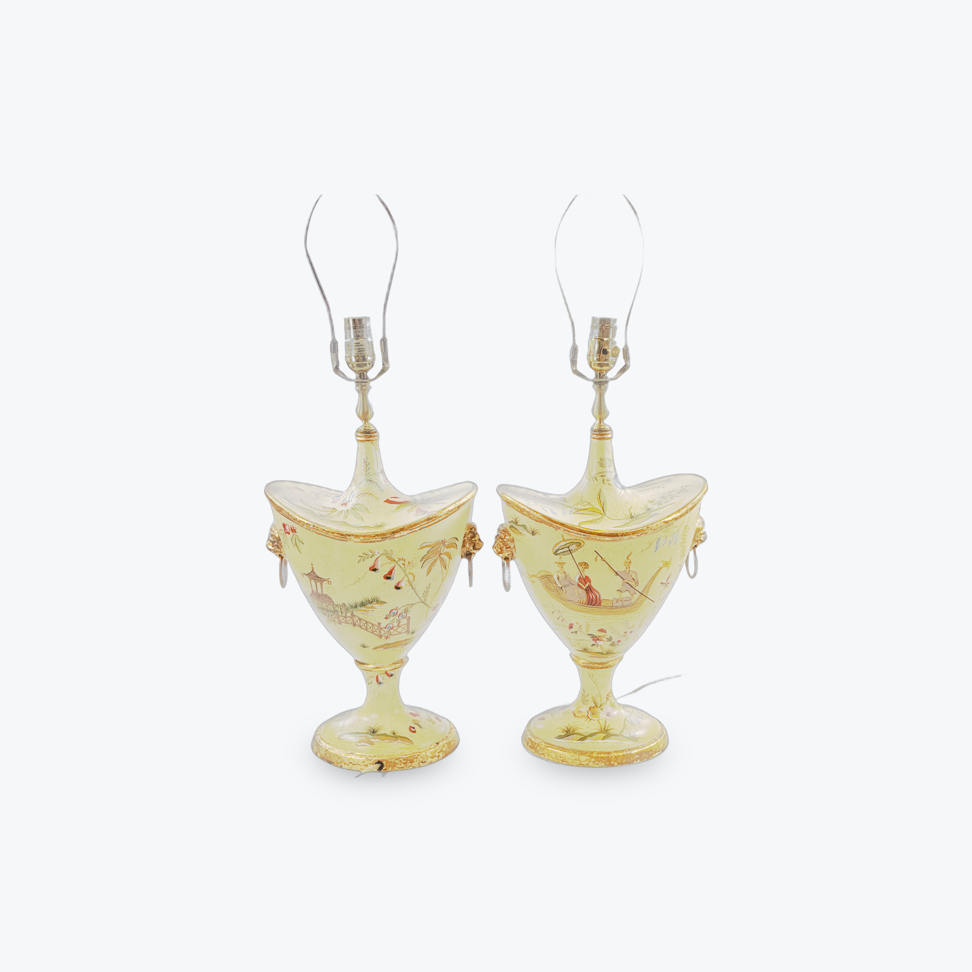 Pair of Chinoserie Decorated Gilt and resin Lamps