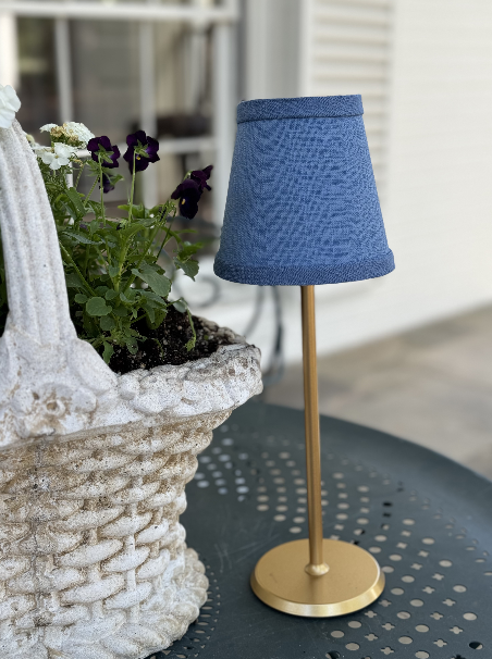 Small Linen Shade Cover in Blue Linen