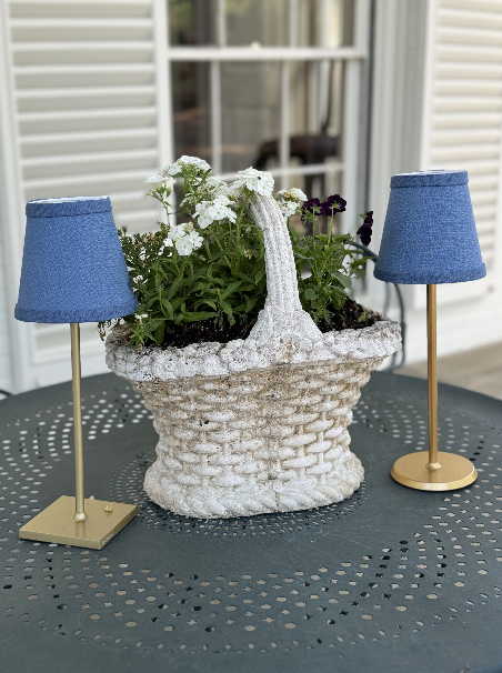 Small Linen Shade Cover in Blue