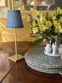 Small Linen Shade Cover in Blue Linen