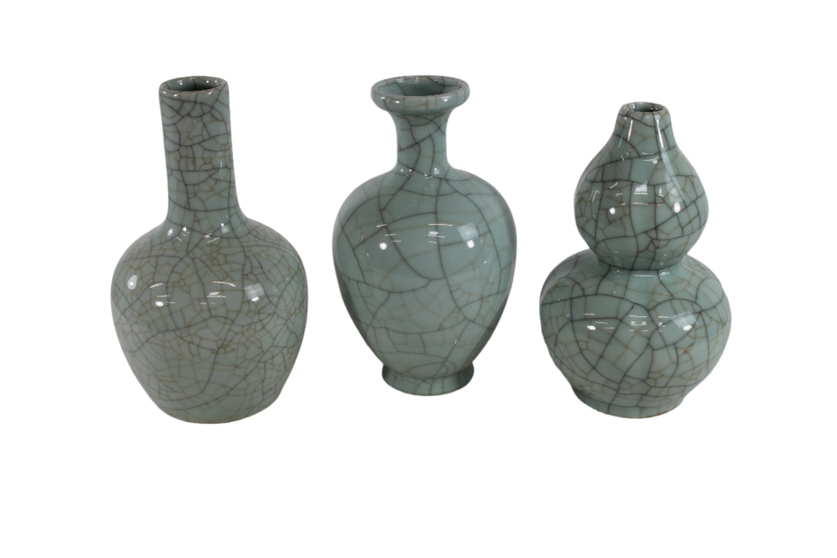 Crackle Celadon Bud Vases