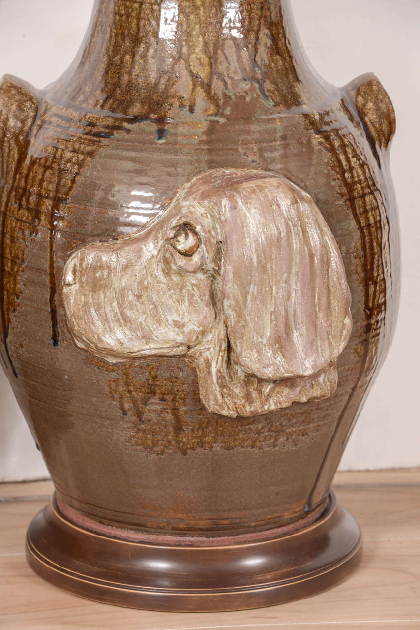 Pair of Pottery "Dog" Lamps