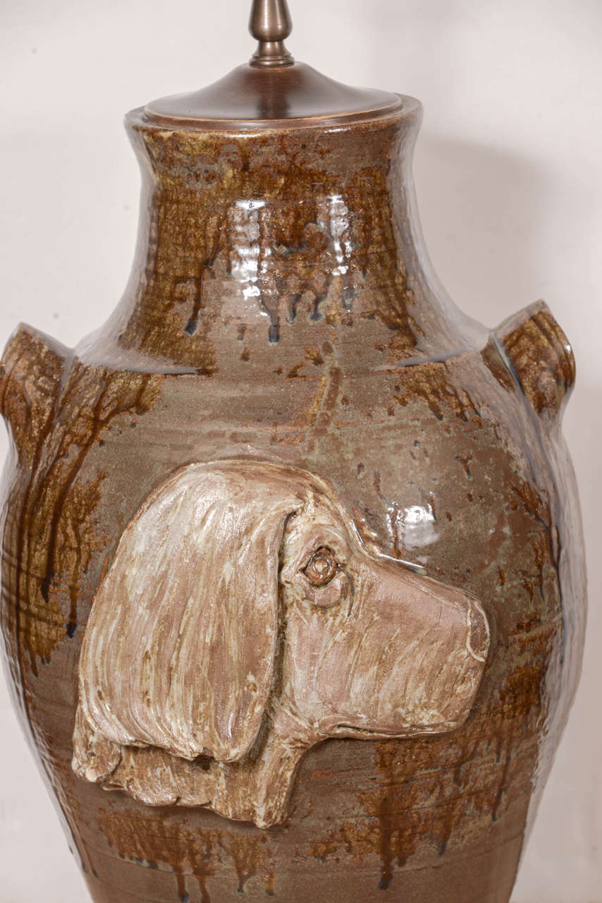 Pair of Pottery "Dog" Lamps