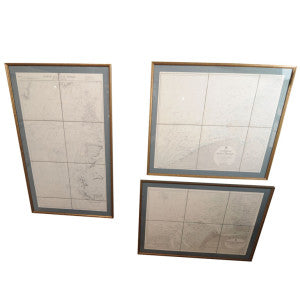 Early 20th C. Navigation Maps, Custom Framed, Various Sizes