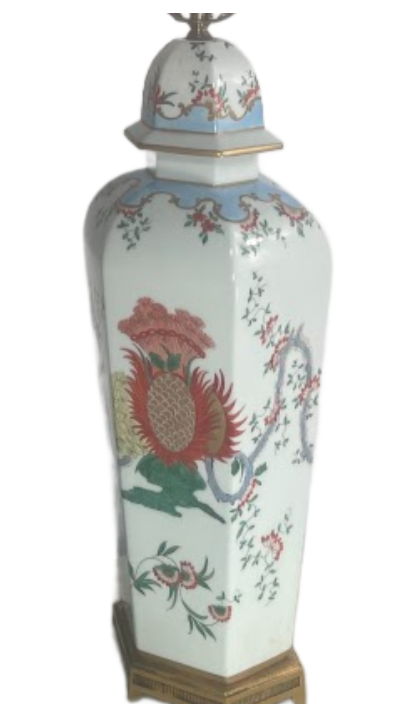 Pair of Chinese Famille Verte Porcelain Lamps