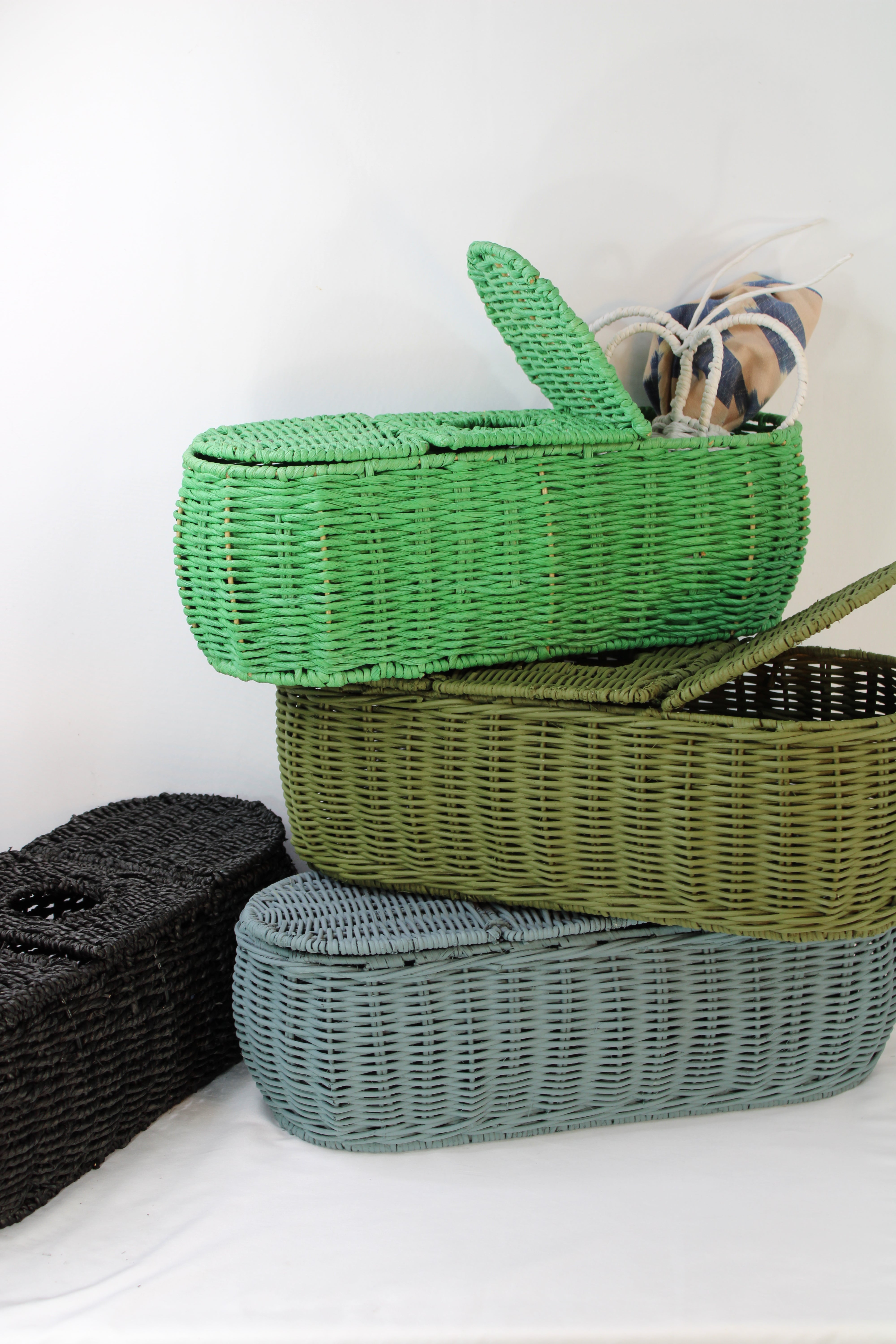 3-Part Rattan Tissue Basket (in Farrow & Ball De Nimes)