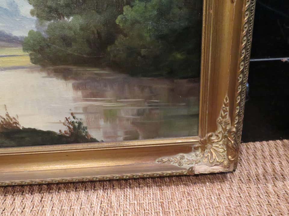 Landscape by River, Oil on Canvas