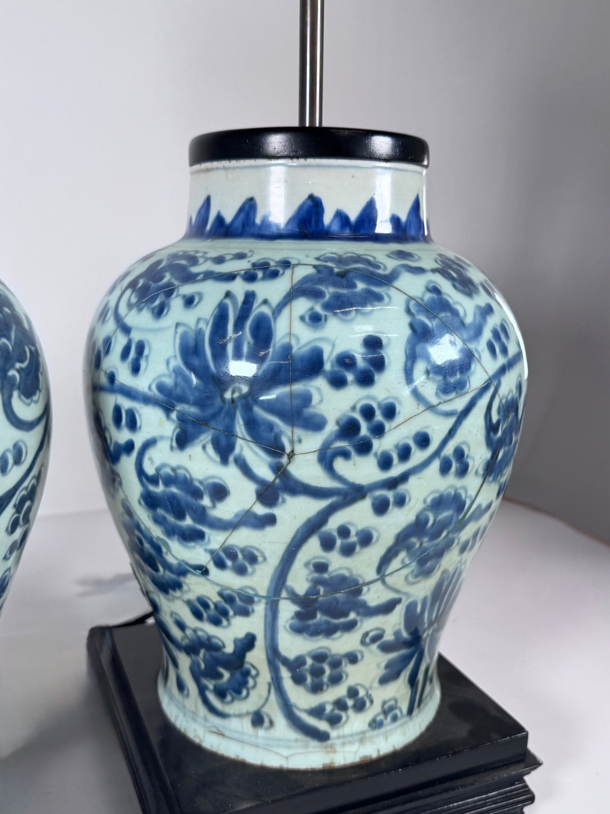 Pair of Chinese Blue and White Porcelain Lamp