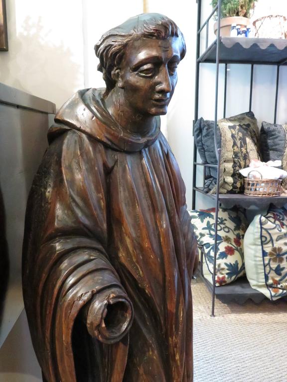 French Carved Walnut Ecclesiastical Figure