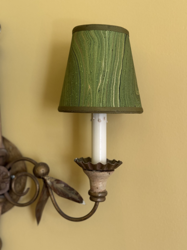 Sconce Lampshade in Marbled Hunter Green