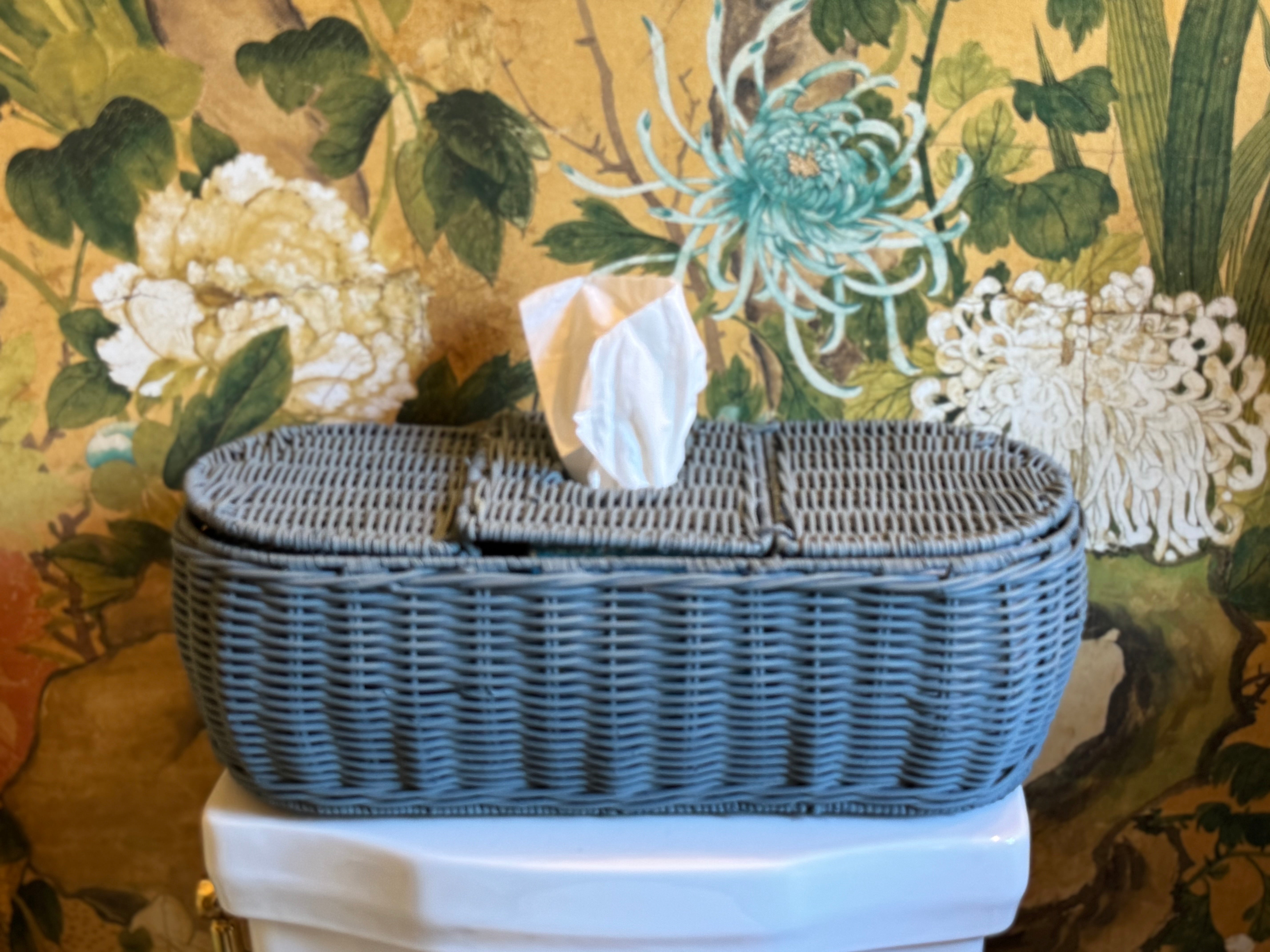 3-Part Rattan Tissue Basket (in Farrow & Ball De Nimes)