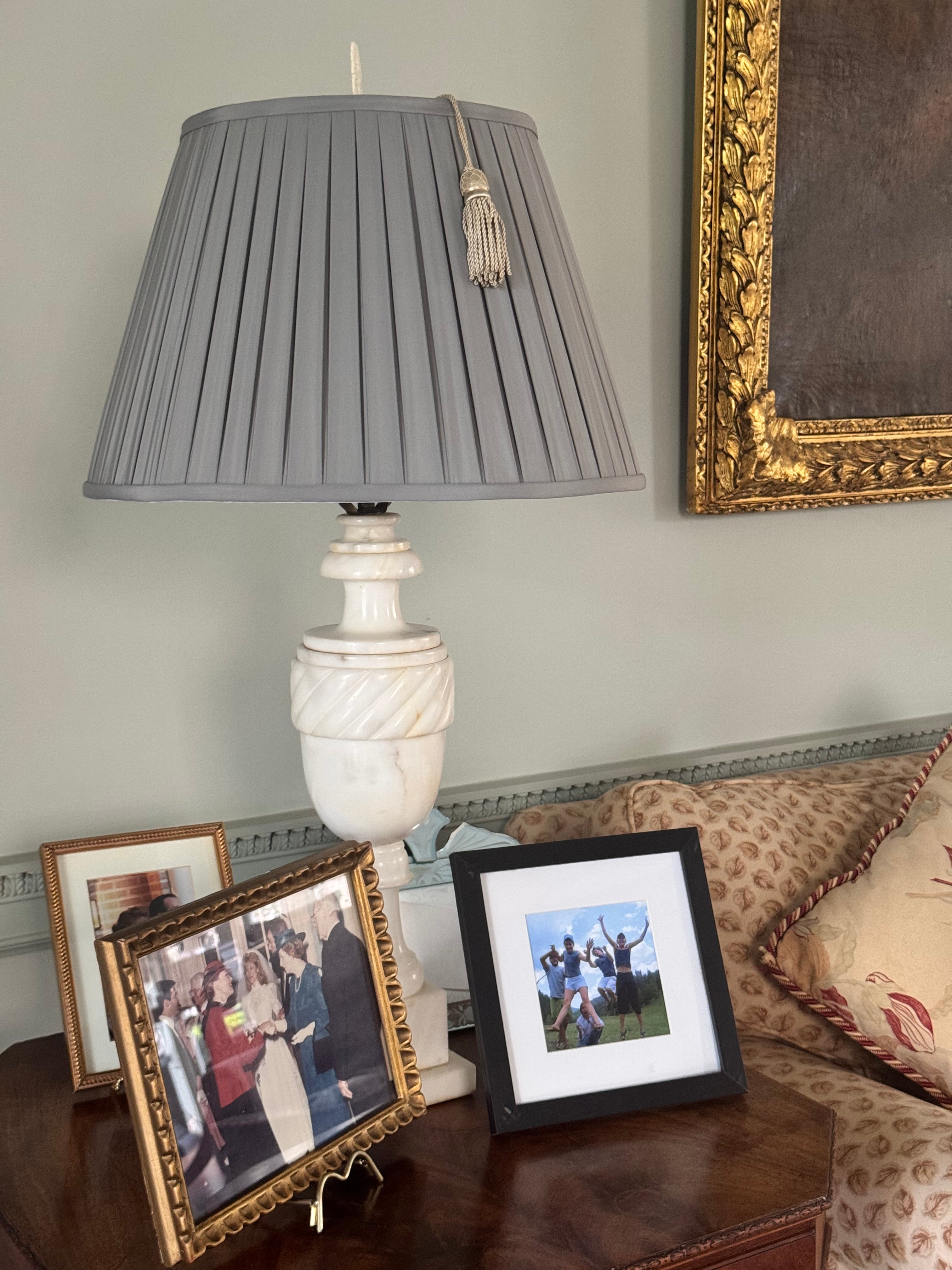 Fog Blue Box Pleated Lampshade