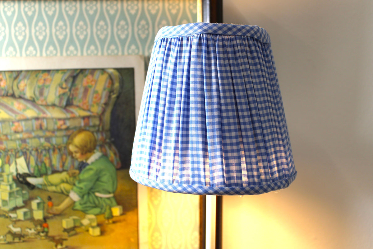 Small Maison Maison Design Shade Cover (Gingham in Light Blue)