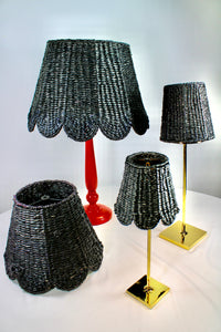 Woven Seagrass Lampshade (Scalloped in Black)