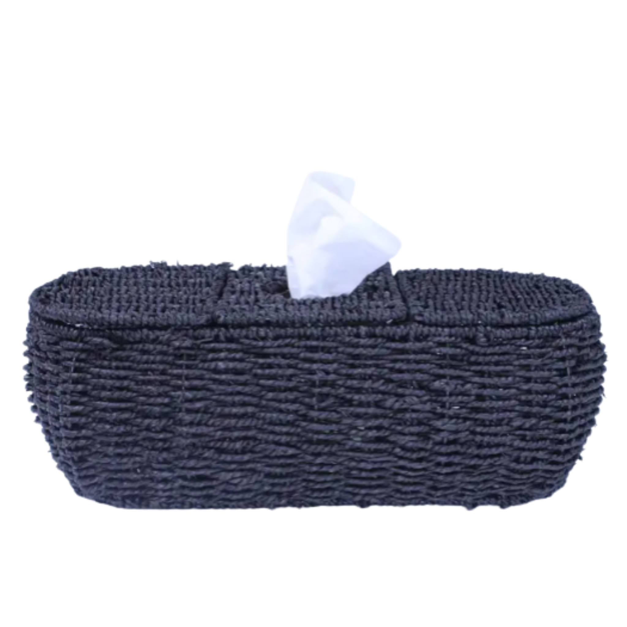 3-Part Tissue Basket in Twisted Seagrass (Black)