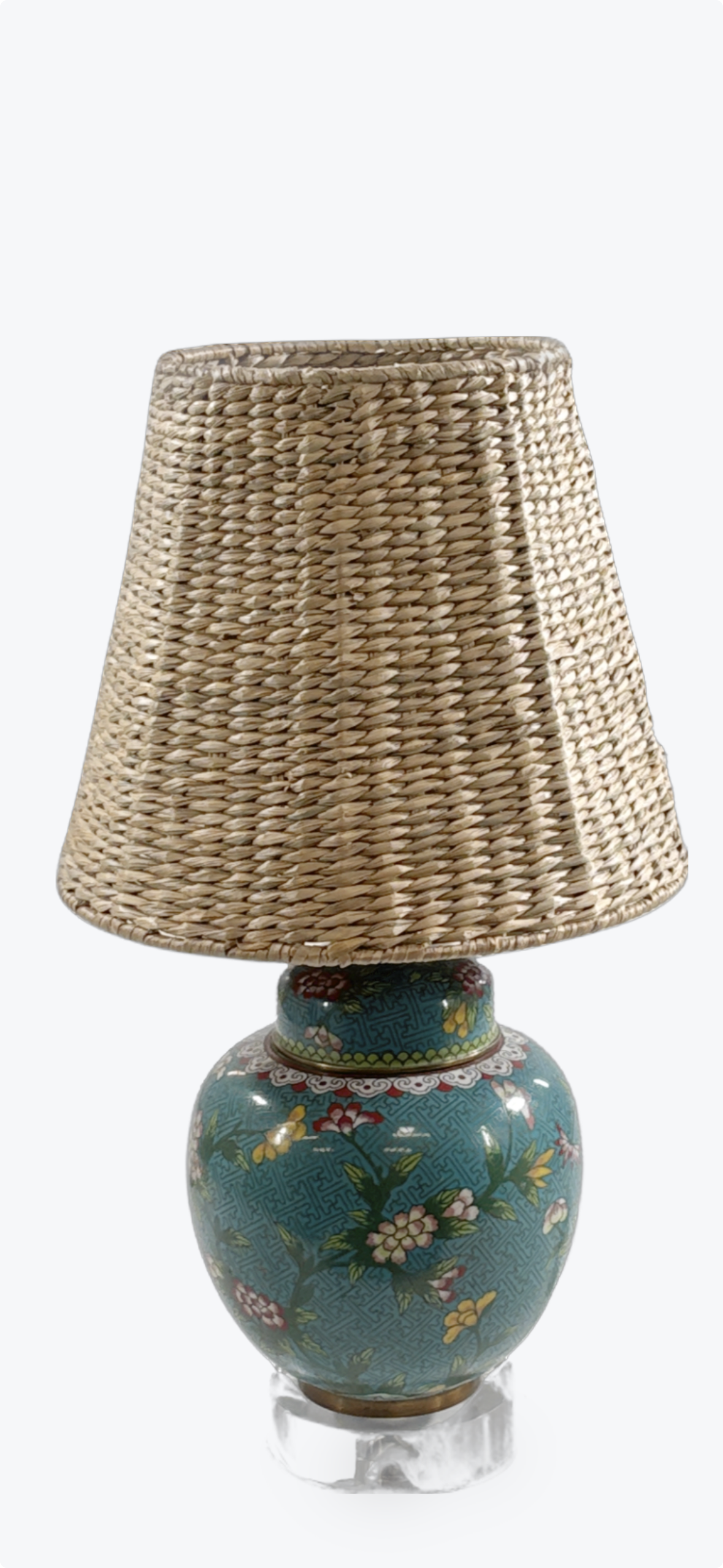 Chinese Cloisonne Floral Jar Lamp