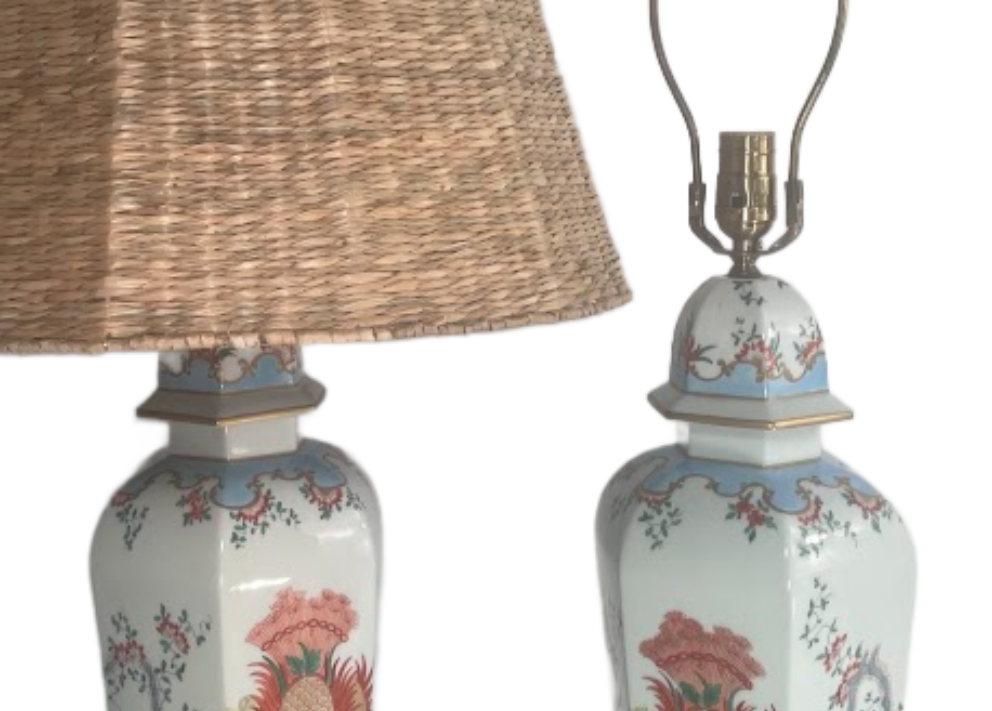 Pair of Chinese Famille Verte Porcelain Lamps