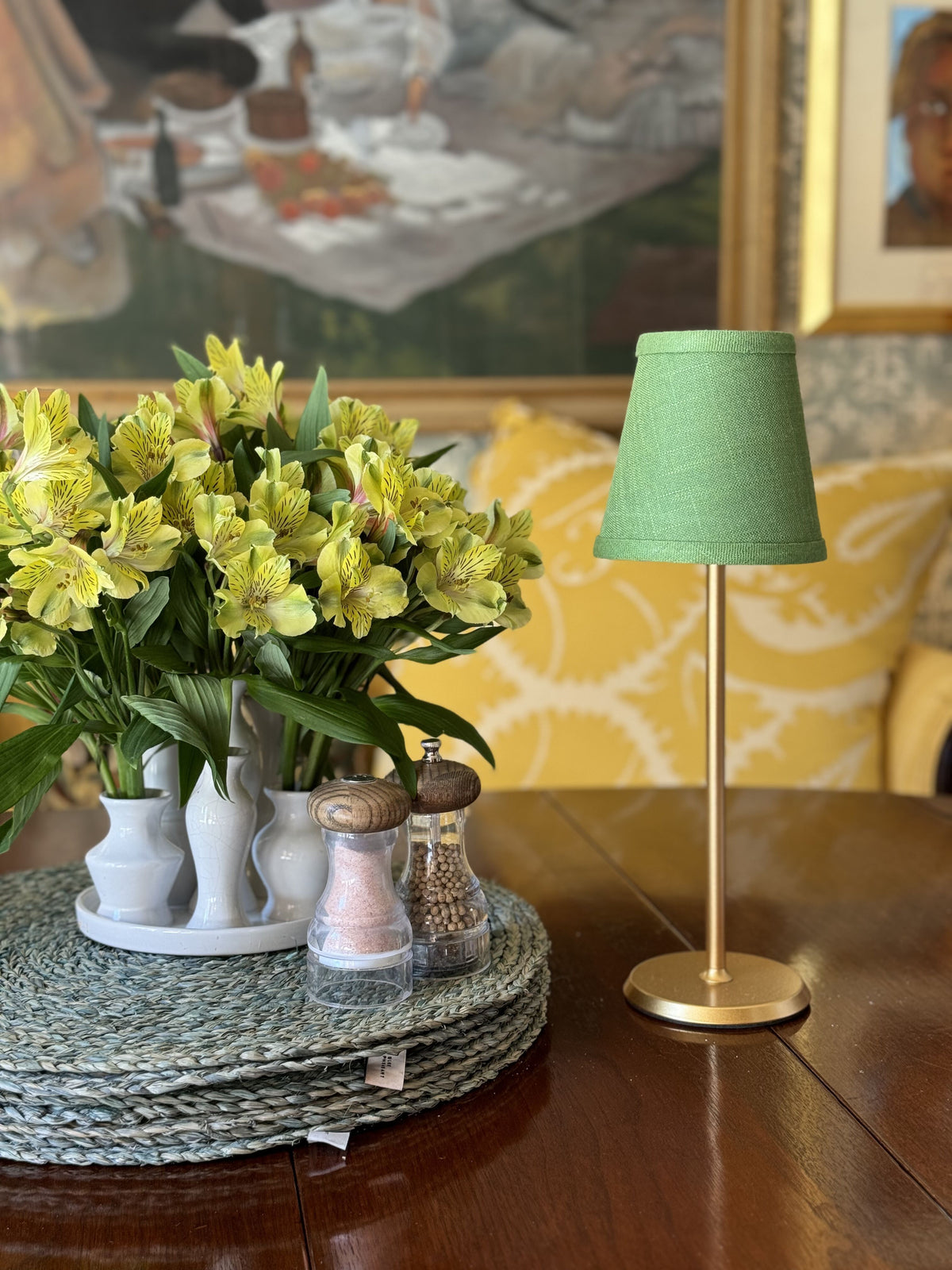 Small Linen Shade Cover in Fern Green