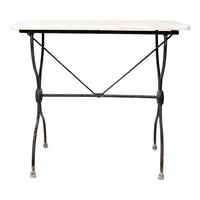 French Marble Cast Iron Curule Bistro Table