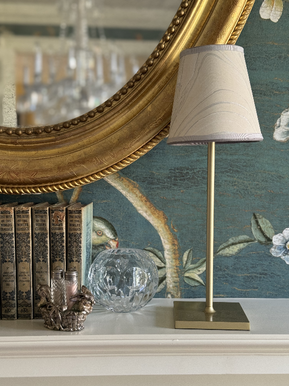 Small Marble Shade Cover in Ivory Silver